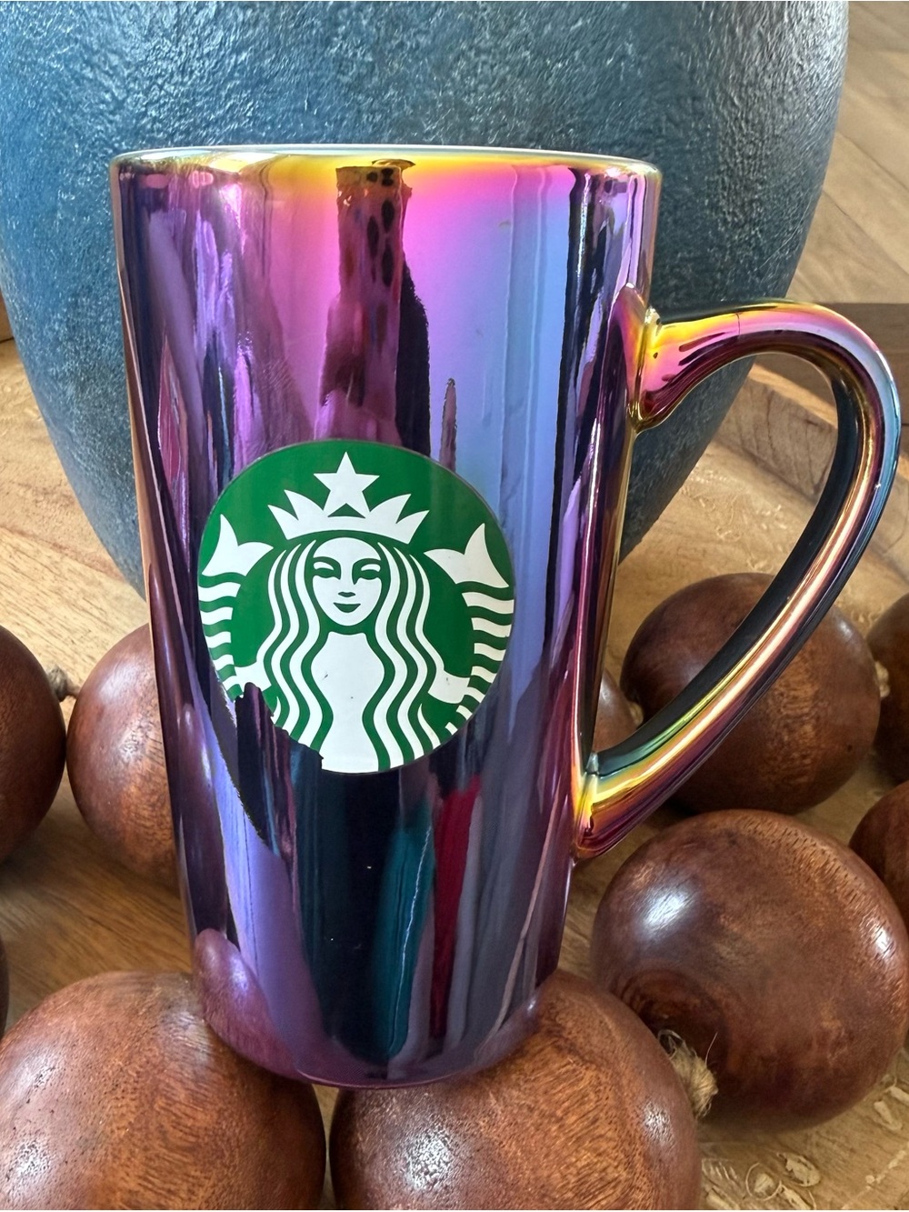 Starbucks 16oz 2022 Holiday Coffee Mug Iridescent Rainbow Holographic Oil Slick